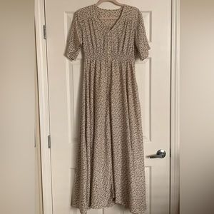 Beige Floral Adored Vintage Maxi Dress